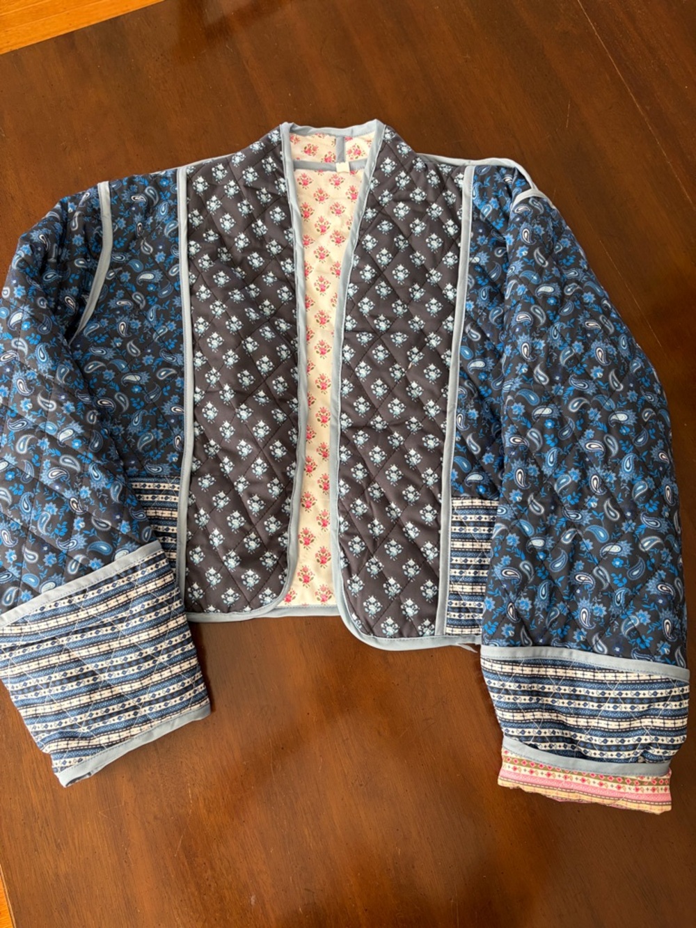 Quilted Blue Patterned Women's Jacket